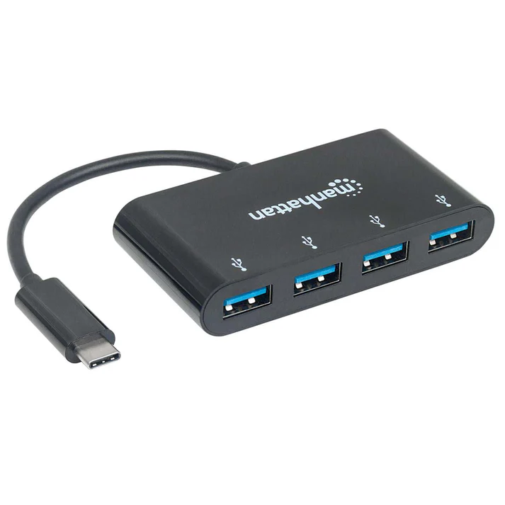 [162746] Manhattan Hub USB C 3.0 Macho - 4x USB A 3.0 Hembra, 5000 Mbit/s, Negro AC-5495 SKU: 162746
