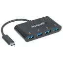Manhattan Hub USB C 3.0 Macho - 4x USB A 3.0 Hembra, 5000 Mbit/s, Negro AC-5495 SKU: 162746