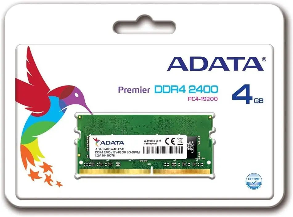 [AD4S2400J4G17-S] Memoria RAM Adata DDR4, 2400MHz, 4GB, Non-ECC, SO-DIMM SKU: AD4S2400J4G17-S