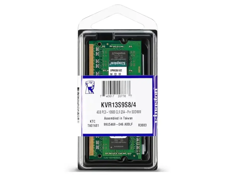 Memoria RAM Kingston DDR3, 1333MHz, 4GB, CL9, Non-ECC, x8, SO-DIMM SKU: KVR13S9S8/4