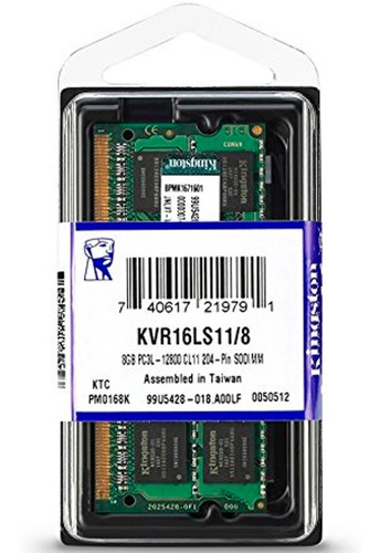 [KVR16LS11/8] Memoria RAM Kingston DDR3L, 1600MHz, 8GB, Non-ECC, CL11, SO-DIMM, 1.35v ALTUM SKU: KVR16LS11/8