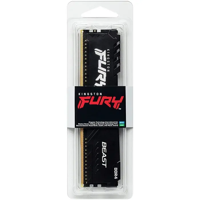 [KF432C16BB/8] Memoria RAM Kingston FURY Beast Black DDR4, 3200MHz, 8GB, Non-ECC, CL16, XMP 1.35V SKU: KF432C16BB/8