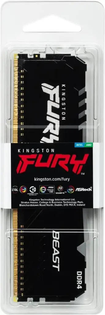 Memoria RAM Kingston FURY Beast Black RGB DDR4, 3200MHz, 8GB, Non-ECC, CL16, XMP SKU: KF432C16BBA/8