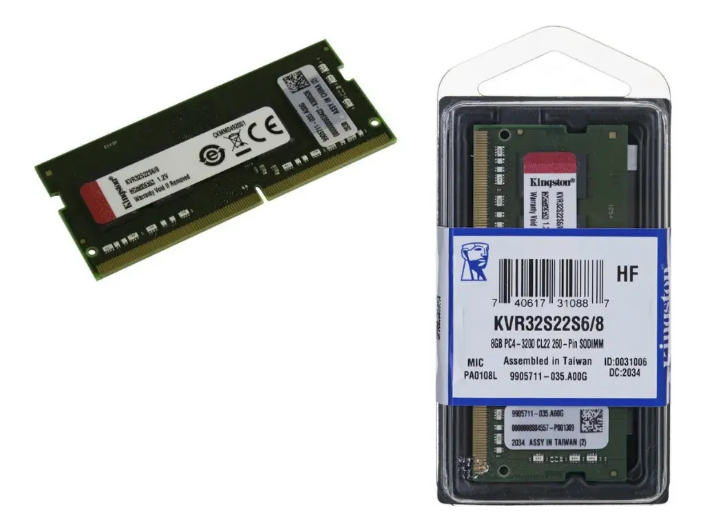 Memoria RAM Kingston KVR32S22S6/8 DDR4, 3200MHz, 8GB, Non-ECC, CL22, SO-DIMM RAM-3580 SKU: KVR32S22S6/8