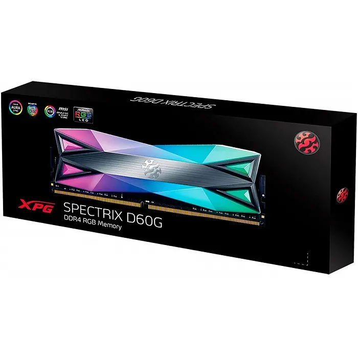 Memoria RAM UDIMM XPG SPECTRIX D60G DDR4, 3200MHz, 16GB, Non-ECC, CL16, XMP SKU: AX4U320016G16A-ST60