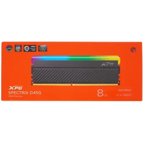 Memoria RAM XPG Spectrix D45G RGB DDR4, 3600Mhz, 8GB, Non-ECC, XMP, para PC 1.2V SKU: AX4U36008G18I-CBKD45G