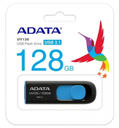 Memoria USB Adata Dashdrive UV128, 128GB, USB 3.0, Lectura 100MB/s, Escritura 40MB/s, Negro/Azul SKU: AUV128-128G-RBE