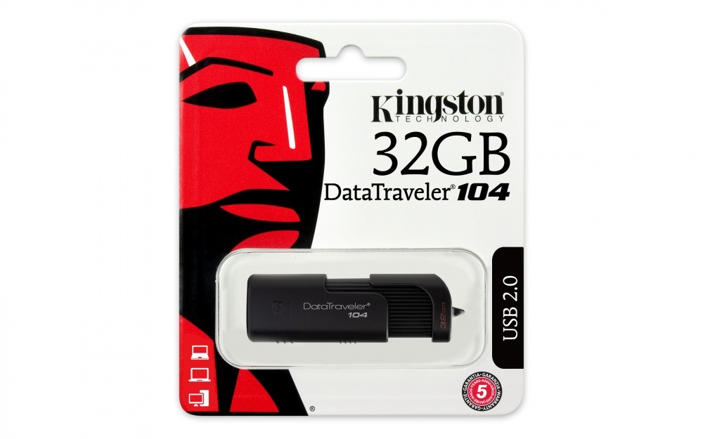 [DT104/32GB] Memoria USB Kingston DataTraveler 104, 32GB, USB 2.0, Negro SKU: DT104/32GB