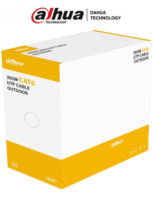 DAHUA DH-PFM920-6U - Bobina de Cable UTP para Exterior Cat6/ 100% Cobre/  Color Negro/ Cubierta Exterior MDPE/ Cumple con Estandares ANSI/TIA 568-C.2/ RoSH/ Retardante de Flama