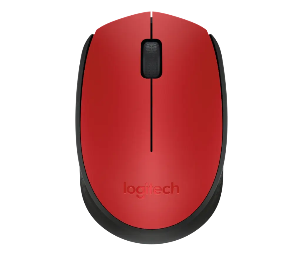 Mouse Ergonómico Logitech Óptico M170, Inalámbrico, USB, 1000DPI, Negro/Rojo SKU: 910-004941