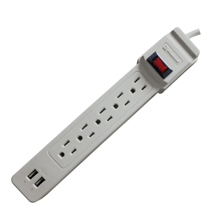 Multicontacto con Supresor de picos Koblenz SS-550 USB de 550 Joules con 5 contactos Nema 5-15R Barra de Contactos SKU: 00-5333-000