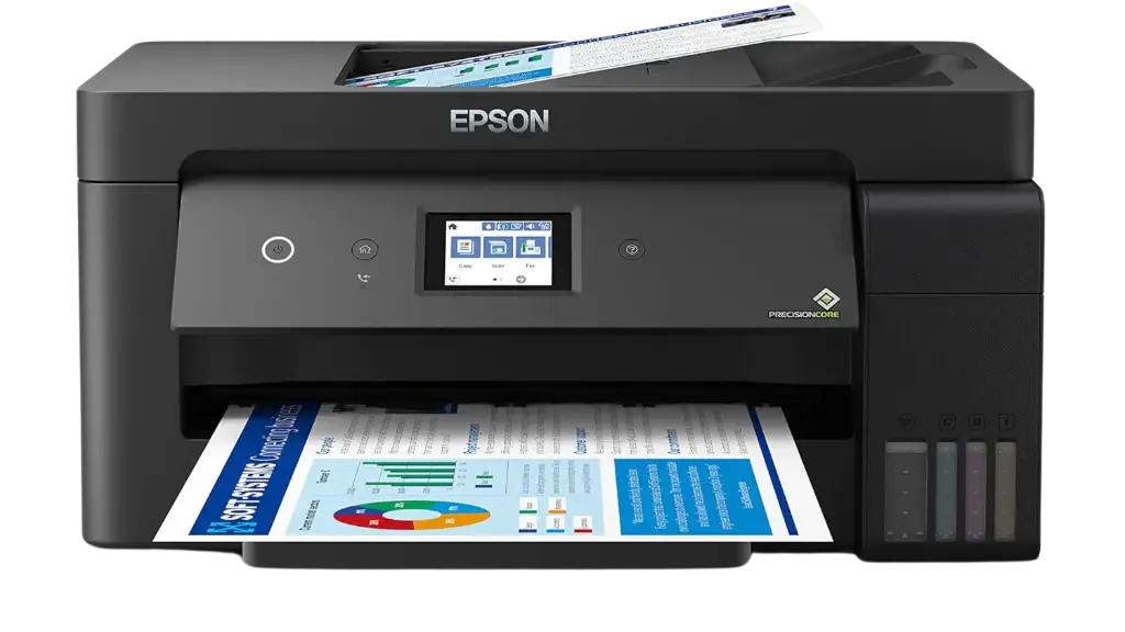 Multifuncional Epson EcoTank L14150, Color, Inyección, Tanque de Tinta, Inalámbrico, Impresora Copiadora Escáner Fax Tinta Continua Doble Carta, Tabloide, A3 25ppm SKU: C11CH96301