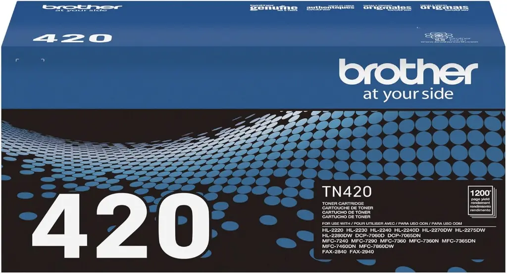 TN420 Negro Original Cartucho de Toner Brother TN-420 HL-2220, HL-2230, HL-2240D, HL-2270DW, HL-2275DW, DCP-7060D, DCP-7065DN, MFC-7460N, MFC-7365DN, MFC-7460DN 1,200 Pag. SKU: TN420
