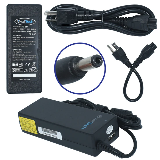 OTAC-E51 Adaptador para Computadora Portatil 19V/4.74AH + USB Marca OvalTech, SKU: OTAC-E51
