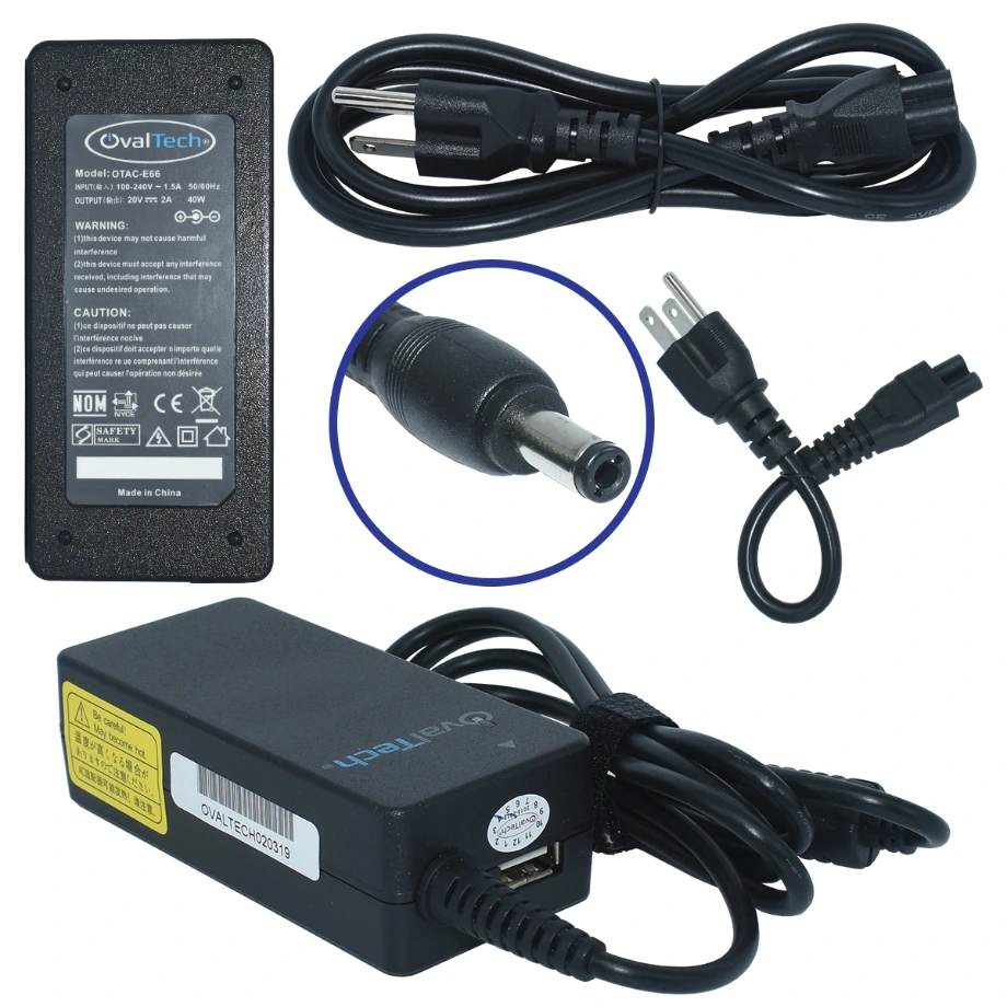 [OTAC-E66] OTAC-E66 Adaptador para Computadora NETBOOK 20V/2AH C/Blister + USB Marca OvalTech SKU: OTAC-E66