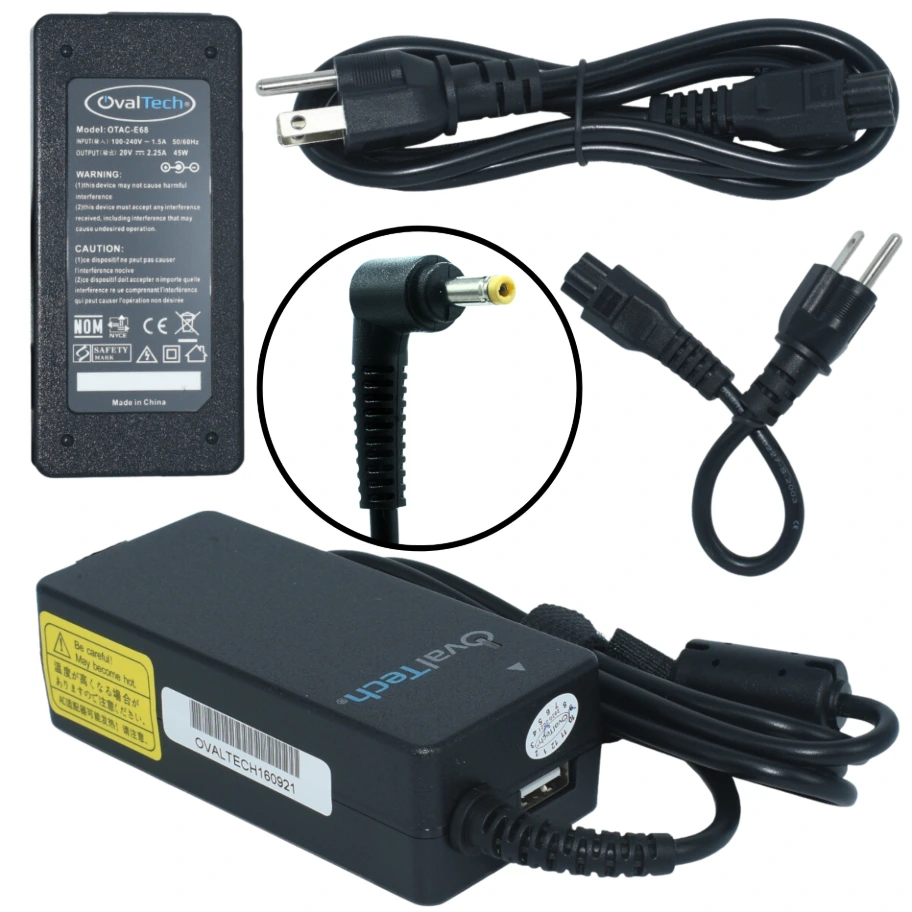 OTAC-E68 Adaptador para Computadora Portatil 20V/2.25A + USB Marca OvalTech SIM OTAC-E67 SKU: OTAC-E68