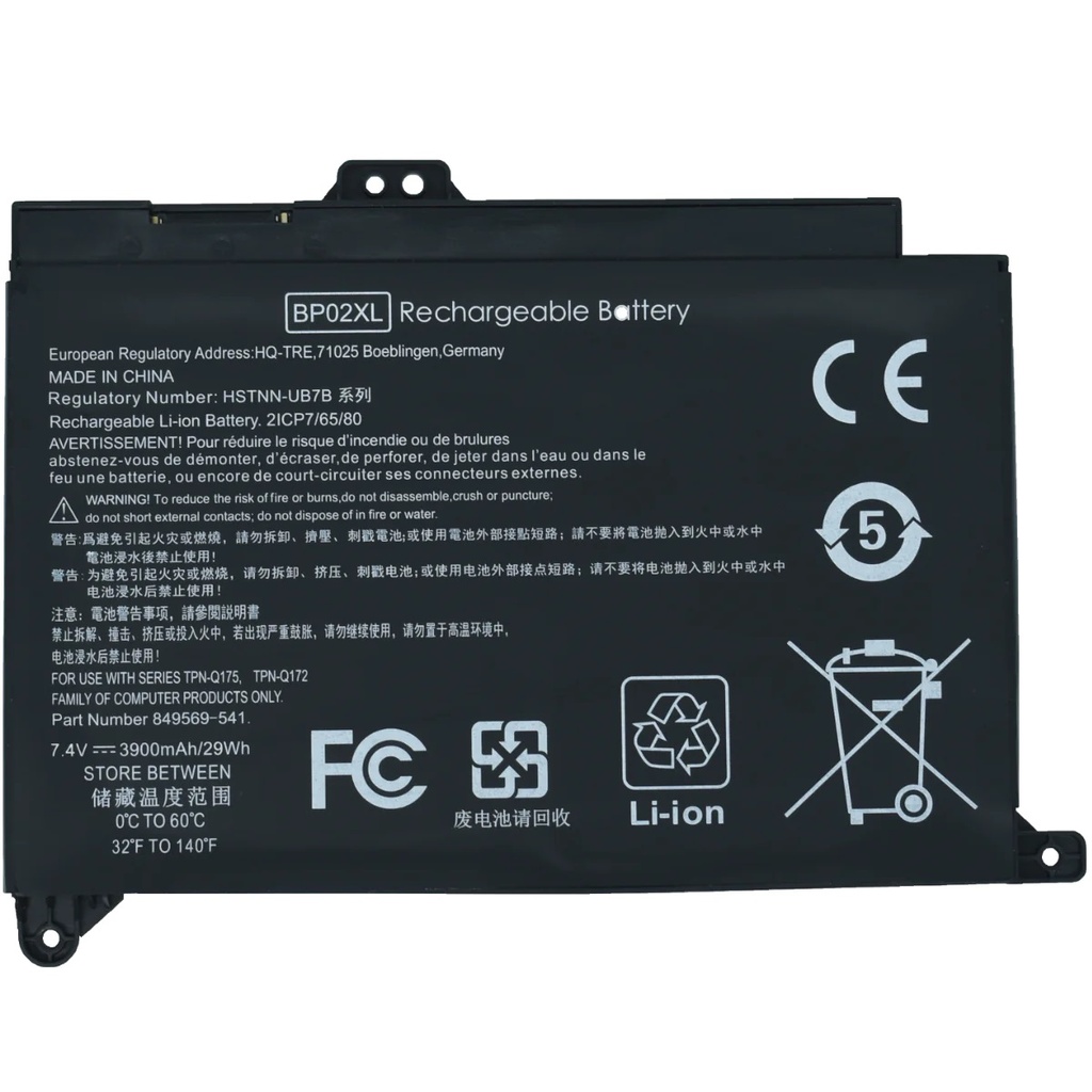 OTHBP02XL Bateria Interna (P) 7.7V para HP Pavilion PC 15 Series 15-AW000 15-AU000 BP02XL Marca Ovaltech SKU: OTHBP02XL