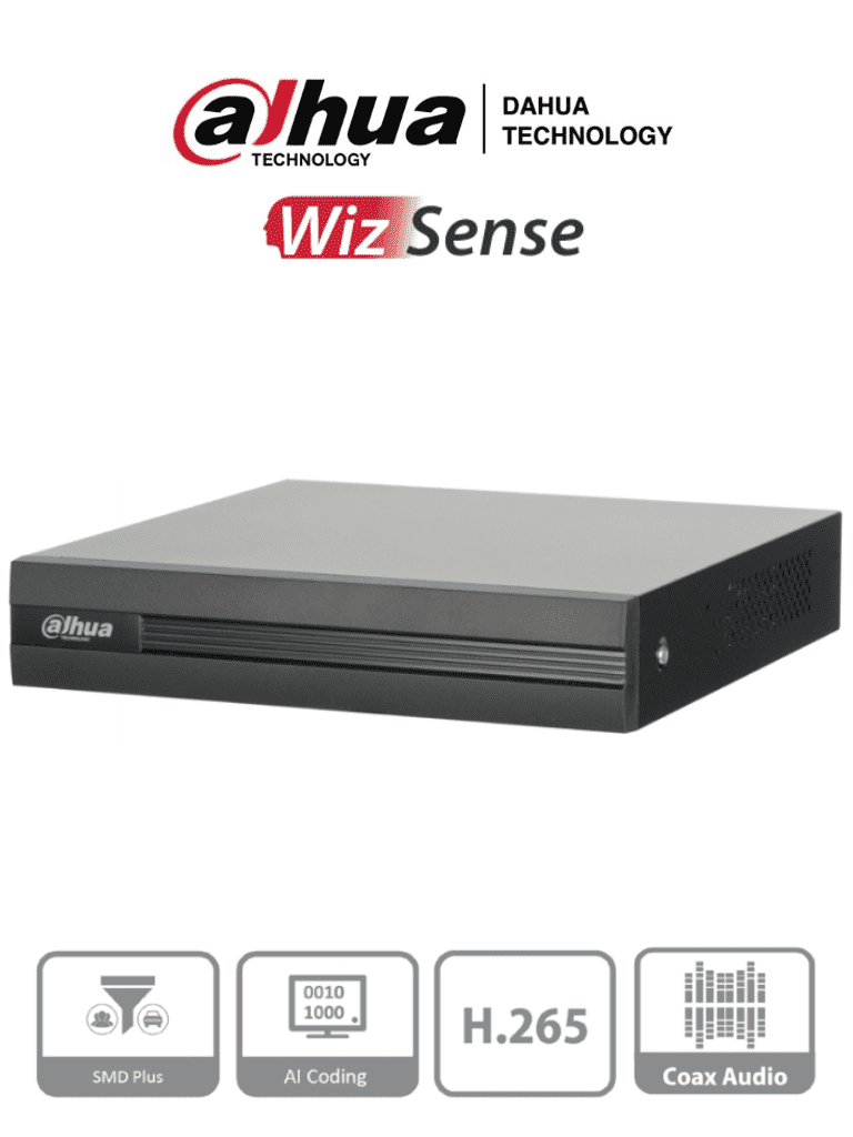 DVR's HD 4 Canales DAHUA XVR1B04H-I - DVR de 4 Canales 5 Megapixeles Lite/ WizSense/ DAH-DHT0350011 Cooper-I/ H.265+/ 4 Canales+2 IP o Hasta 6 Canales IP/ 4 Canales con SMD Plus/ Busqueda Inteligente (Humanos y Vehiculos)/ Codificación Inteligente/ 1 Puerto Sata 6TB/ SKU: XVR1B04H-I
