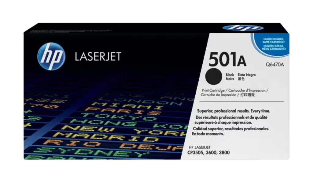 Q6470A Negro Original Toner 501A HP LaserJet CP3505, CP3600, CP3800 6,000 PAG SKU: Q6470A
