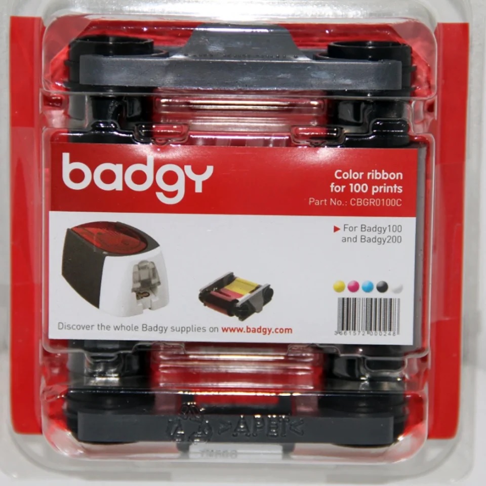 Ribbon Color Cinta Evolis de Color YMCKO, 100 Impresiones, para Badgy 100/200 SKU: CBGR0100C