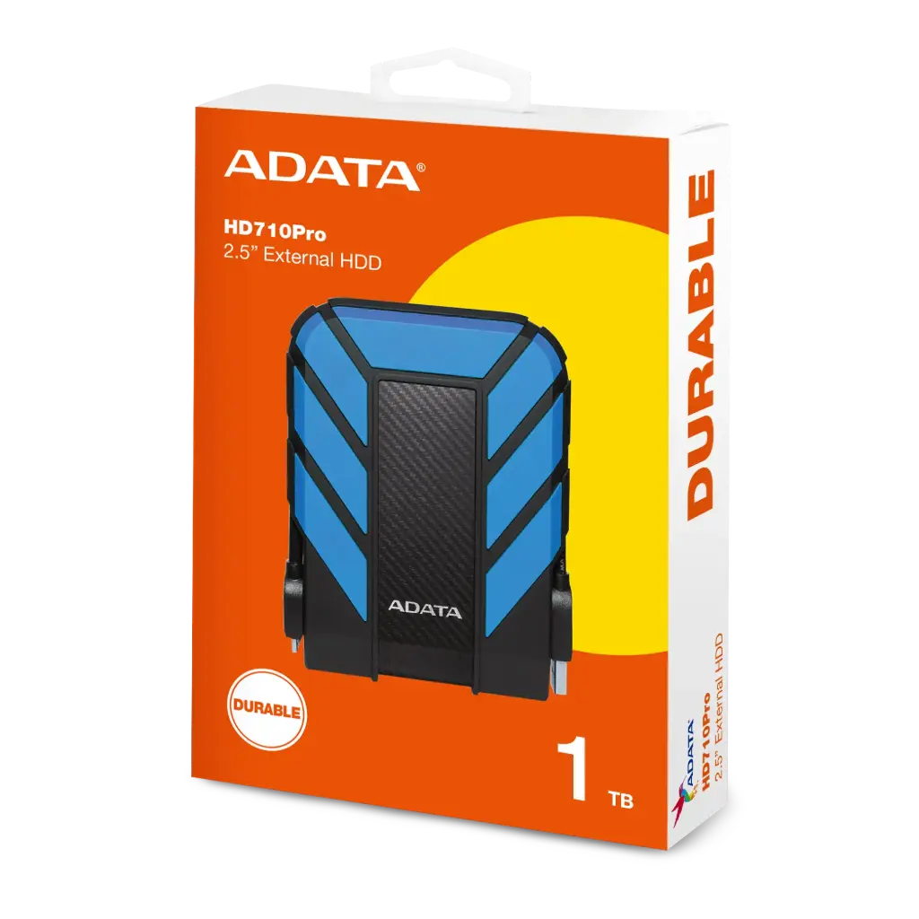 Disco Duro Externo Adata HD710 Pro 2.5", 1TB, USB 3.0, Negro/Azul, A Prueba de Agua y Golpes - para Mac/PC HD-1656 SKU: AHD710P-1TU31-CBL