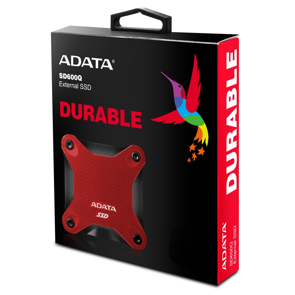 SSD Unidad de Estado Sólido externo ADATA SD600Q de 480GB, USB 3.1. Color Rojo. SKU: ASD600Q-480GU31-CRD
