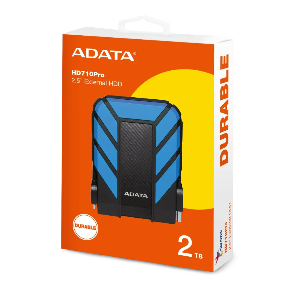 Disco Duro Externo Adata HD710 Pro 2.5'', 2TB, USB 3.0, Negro/Azul, A Prueba de Agua y Golpes - para Mac/PC SKU: AHD710P-2TU31-CBL