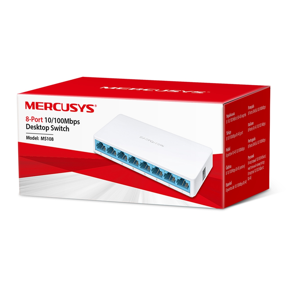 [MS108] Switch Mercusys Fast Ethernet MS108, 8 Puertos 10/100Mbps, 1.6 Gbit/s - Gestionado SKU: MS108
