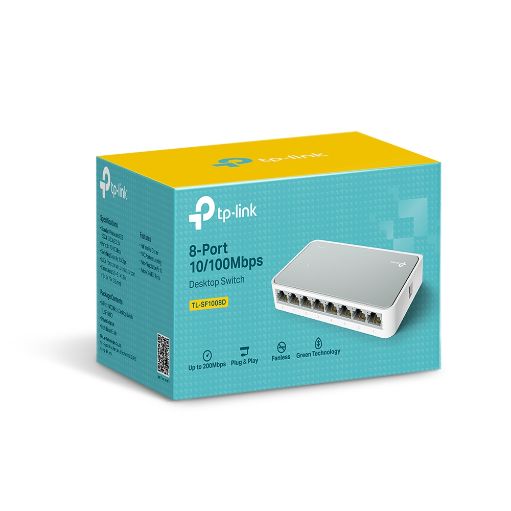[TL-SF1008D] Switch TP-Link Fast Ethernet TL-SF1008D, 10/100Mbps, 1.6Gbit/s, 8 Puertos, 1000 Entradas – No Administrable SKU: TL-SF1008D