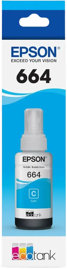T664220-AL Cian Original Bote de Tinta Epson L110, L200, L210, L220, L300, L310, L350, L355, L365, L375, L380, L395, L396, L455, L475, L495, L555, L565, L575, L1300 70ml SKU: T664220-AL