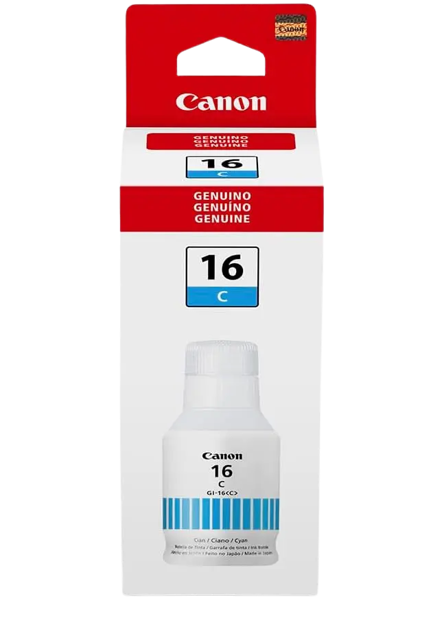 GI-16 Cian Original Bote de Tinta GI16 Canon Maxifi GX6010, GX6110, GX7010, GX7110, GX5010 132ml SKU: 4418C001AA