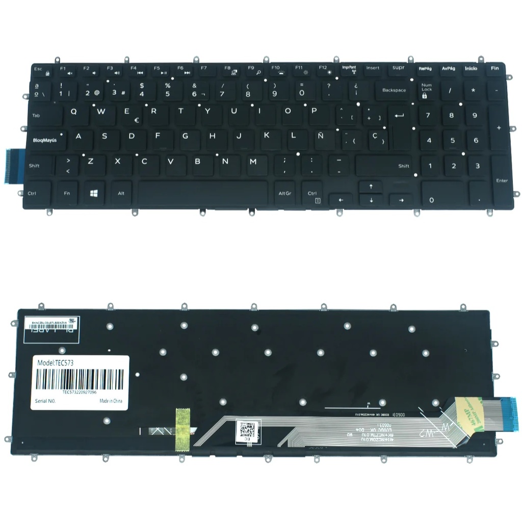 TEC573 Teclado color NEGRO (SP) para Dell Inspiron 15 Gaming 15-7566 15 5567 5565 17 7000 Series 17-7778 17-7779 BACKLIGHT (SIN MARCO)