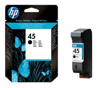 HP 45 Negro Original Cartucho de Tinta HP45 HP DeskJet 712, 720, 722, 820, 830, 832, 850, 855, 870, 880, 882, 890, 895, 930, 932, 935, 950, 952, 960, 970, 990, 995, 1100, 1120, 1180, 1220, 1280, 1600, 6122, 6127, and 9300 Printers, HP Inkjet Fax 1220, HP Officejet g55, g85, g95, k60,k80, r40, r60, r80, t45, and t65, HP Officejet Pro 1150c, 1170c, and 1175c, HP Photosmart 115, 1215, 1218, 1315, p1000 and p1100, HP Designjet 700, 750c, 750c Plus, and 755cm Printers, and HP Color Copier 110, 120, 140, 145, 150, 155, 160, 170, 180, 190, 210, 260, 270, 280, and 290 930Pag. 42ml SKU: 51645AL