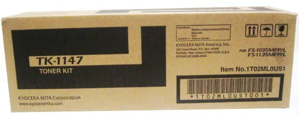 TK1147 Original Tóner Kyocera TK-1147 Negro, FS-1035MFP/DP, FS-1135MFP, ECOSYS M2035dn, ECOSYS M2535dn 7200 Páginas SKU: 0T2MLOU1