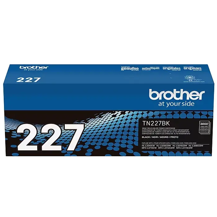 TN227BK Negro Original Cartucho de Toner Brother TN-227BK HL-L3210, L3230CDW, L3270CDW, L3290CDW, MFC-3710CW, L3750CDW, L3770CDW 3,000 Pag. SKU: TN227BK