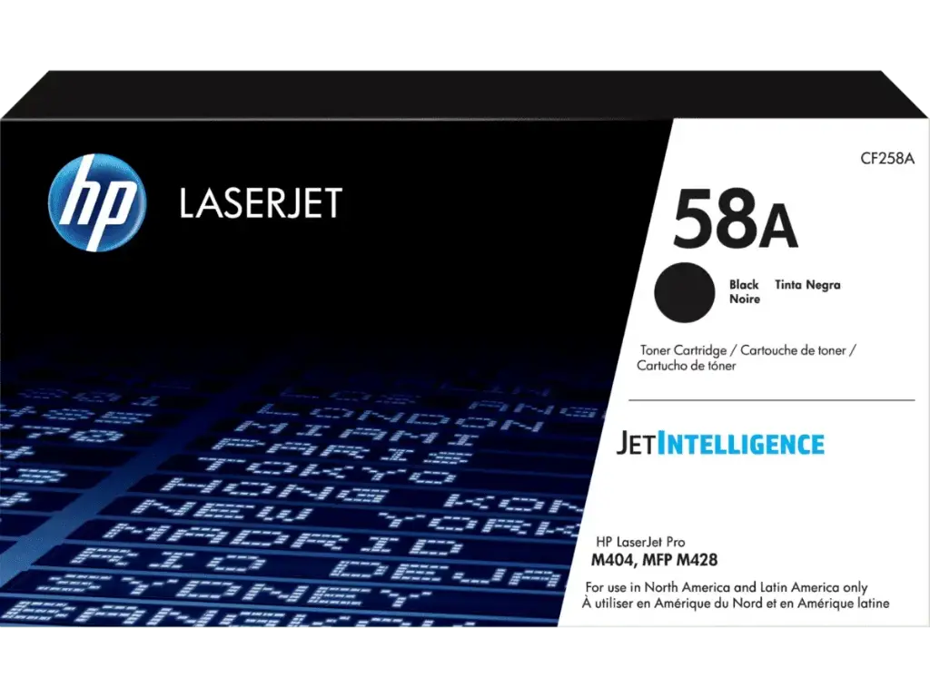 CF258A Original Toner 58A HP LaserJet M404/MFP, M406, MFP M428, M430,  3,000 Páginas SKU: CF258A