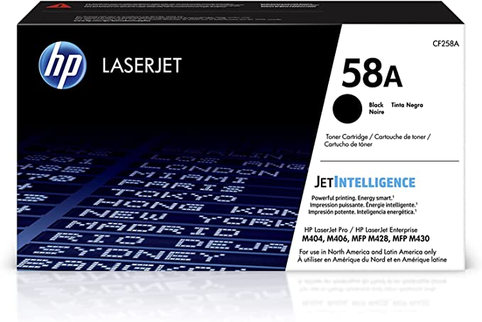 CF258A Original Toner 58A HP LaserJet M404/MFP, M406, MFP M428, M430,  3,000 Páginas SKU: CF258A