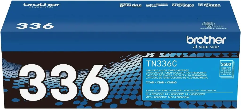 TN336C Cian Original Cartucho de Toner Brother TN-336C HL-L8250CDN, HL-L8350CDW, MFC-L8600CDW, MFC-L8850CDW 3,500 Pag. SKU: TN336C