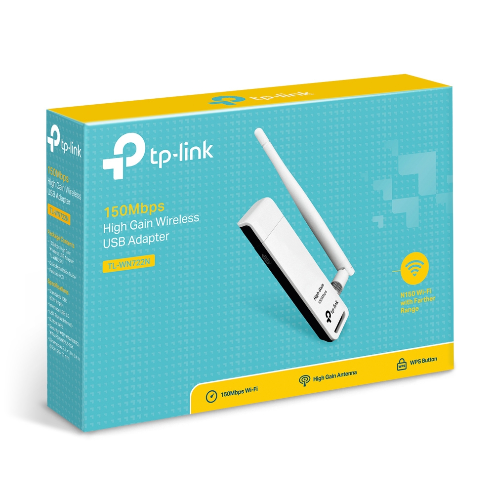 [TL-WN722N] TP-Link Adaptador de Red USB TL-WN722N, Inalámbrico, 2.4 - 2.4835 GHz, con Antena de 4dBi NIC-799 TARTPL200 SKU: TL-WN722N