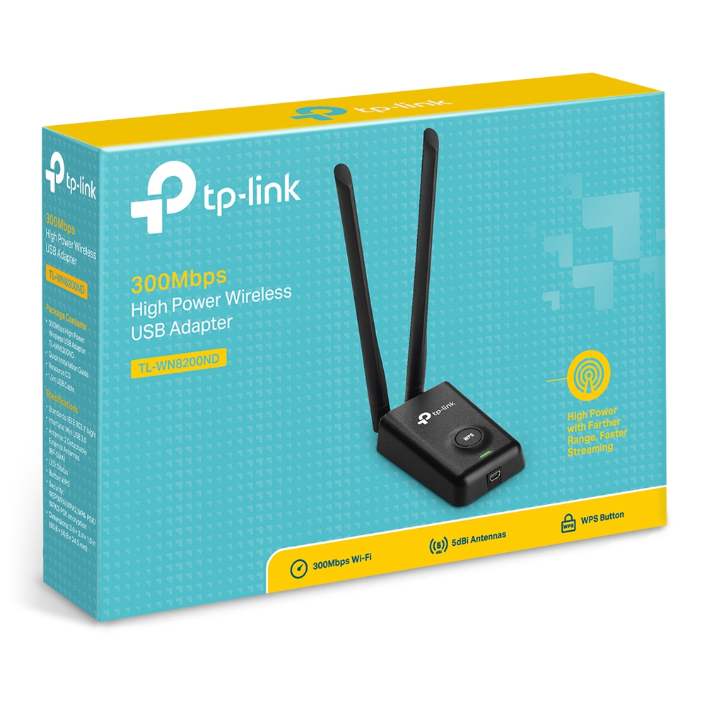 [WN8200ND] TP-Link Adaptador de Red USB TL-WN8200ND, Inalámbrico, 2.4GHz, con 2 Antenas de 5dBi NIC-1421 TARTPL410 SKU: TL-WN8200ND