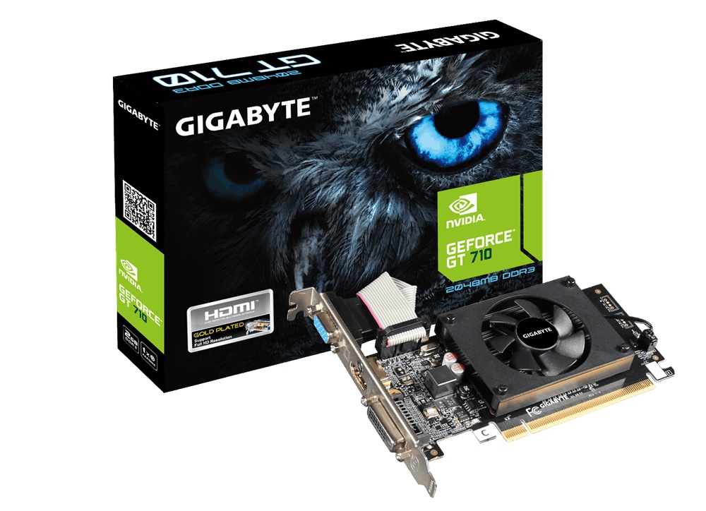Tarjeta de Video Gigabyte NVIDIA GeForce GT 710, 1GB 64-bit GDDR5, PCI Express x8 2.0 GT710 VC-945 SKU: GV-N710D5-1GL