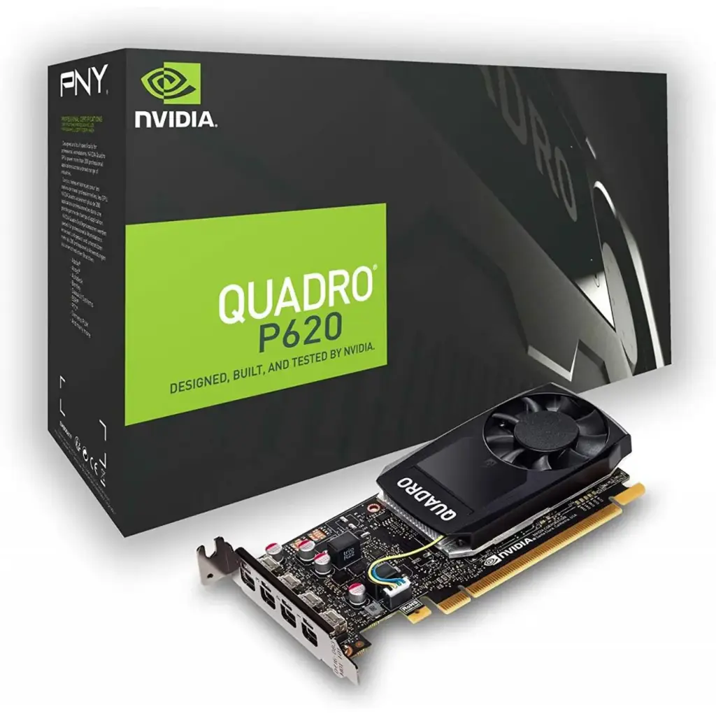 Tarjeta de Video PNY NVIDIA Quadro P620 V2, 2GB 128-bit GDDR5, PCI Express x16 3.0 - Incluye 4 Adaptadores Mini DisplayPort a DisplayPort SKU: VCQP620V2-PB