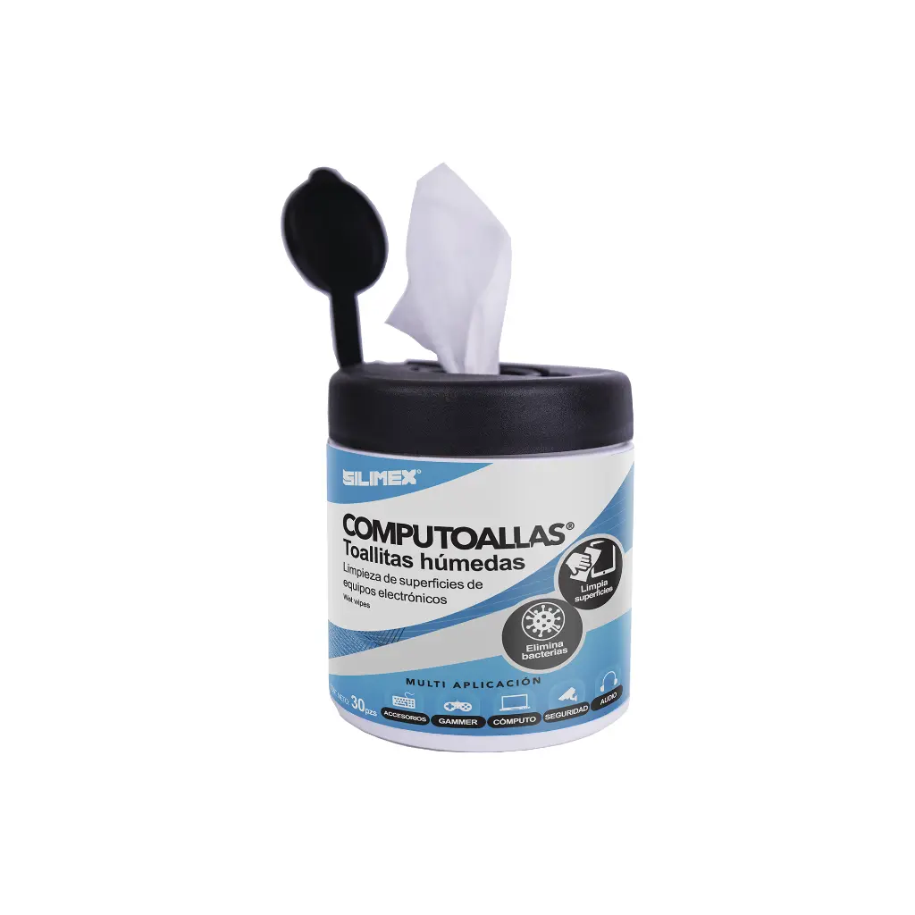 [COMPUTOALLAS] Toallas Húmedas Para Limpieza de Equipo de Cómputo, Computoallas Uso Externo SILIMEX Para limpieza de gabinetes, equipos de cómputo, audio, vídeo y telefonía, SANIFEX 30 piezas CN-497 SKU: COMPUTOALLAS