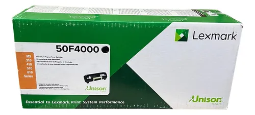 50F4000 Original Toner Lexmark MS610de, MS610dn, MS410dn, MS310dn 1,500 Páginas SKU: 50F4000