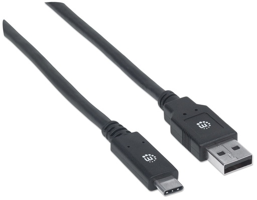 [354974] Manhattan Cable de Carga USB A Macho - USB C Macho, 2 Metros, Negro Tipo C SKU: 354974