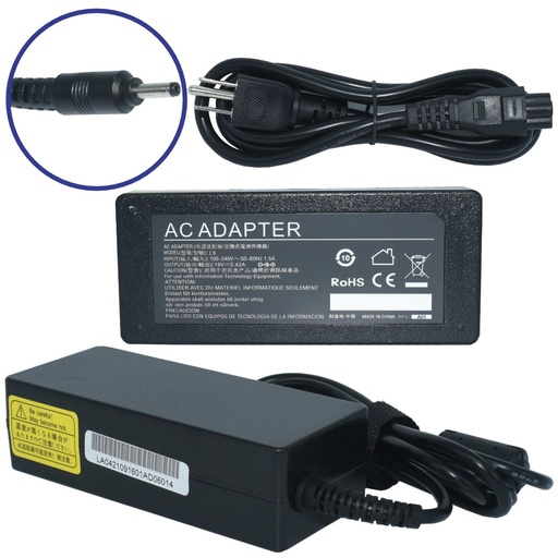 [EK-L9] EK-L9 Adaptador de Corriente 65W 19V-3.42A (3.0*1.1) Marca EKO SKU: EK-L9