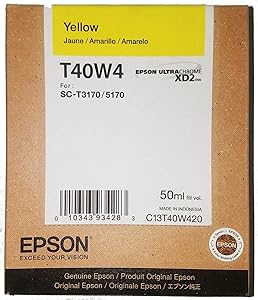 [T40W420] T40W420 Amarillo Original Cartucho de Tinta T40W Para Plotter Epson Surecolor T3170, T5170, T3170M, T5170M (50 ml) SKU: T40W420