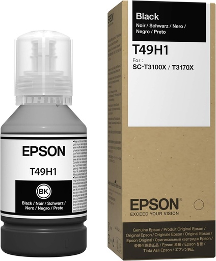 [T49H100] T49H Negro, Tanque de Tinta Epson 140ml SureColor SC-T3100X, SC-T3100x, SC-3170x SKU: T49H100