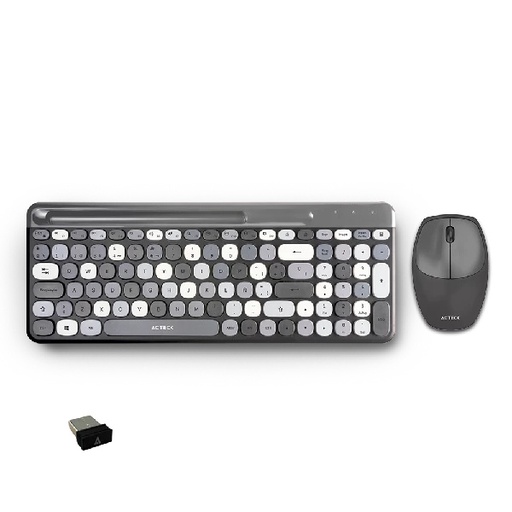 [AC-935180] Kit de Teclado y Mouse Acteck Creator Chic Colors MK470, Inalámbrico, USB, Gris (Español) SKU: AC-935180