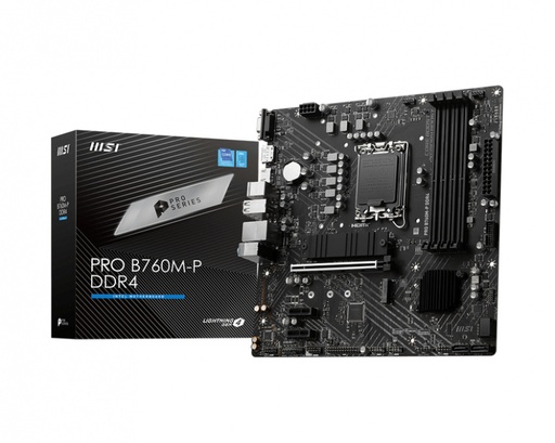 [PRO B760M-P DDR4] Tarjeta Madre MSI Micro-ATX PRO B760M-P DDR4, S-1700, Intel B760, HDMI, DisplayPort, VGA, 128GB DDR4 para Intel Motherboard M.2 4.0 supports 2280/2260/2242 SKU: PRO B760M-P DDR4